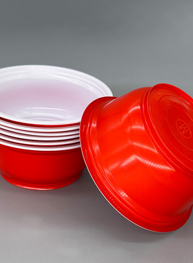 配喜庆加粗碳化筷子560ml家用米饭面条喜庆红碗彩碗环保塑料碗