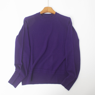 韩单尾货纯羊毛秋冬柔软亲肤简约百搭女士圆领针织上衣打底衫