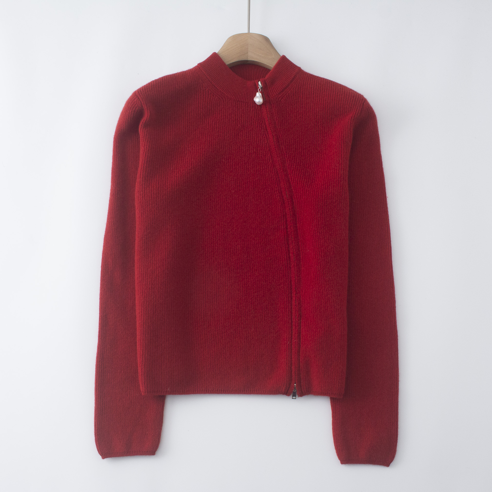 尾货纯山羊绒双拉链开衫