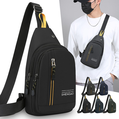 胸包斜挎包男士新款防水耐磨休闲背包时尚运动牛津布胸前单肩包男