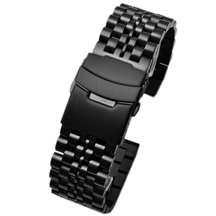 适配飞亚达手表带钢带 摄影师/四叶草系列男黑色精钢20mm手表链带