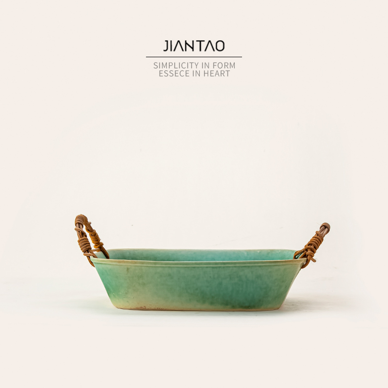 简陶双耳深盘菜盘景德镇陶瓷