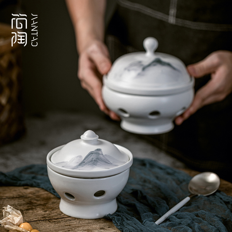景德镇陶瓷燕窝鱼翅小号隔水炖盅一人食酒店餐具汤盅手绘日式家用