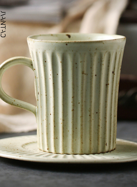 日式咖啡杯带碟手工粗陶咖啡厅酒店咖啡杯子马克家用套装简约手冲