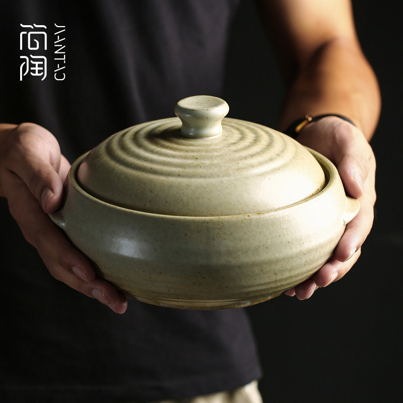 景德镇中式砂锅带盖炖锅大型防烫家用陶瓷汤锅双耳汤碗