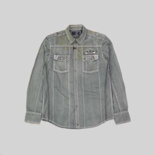 衬衣D 刁蛮公主 全开襟扣式 洗水做旧辑明线肩章长袖 男士