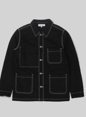 刁蛮公主 男士辑明线大贴口袋工装式全开襟扣钮式黑色牛仔外套M-2