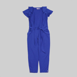 刁蛮公主 长裤 连体锥形九分裤 女士彩蓝色圆领遮肩袖