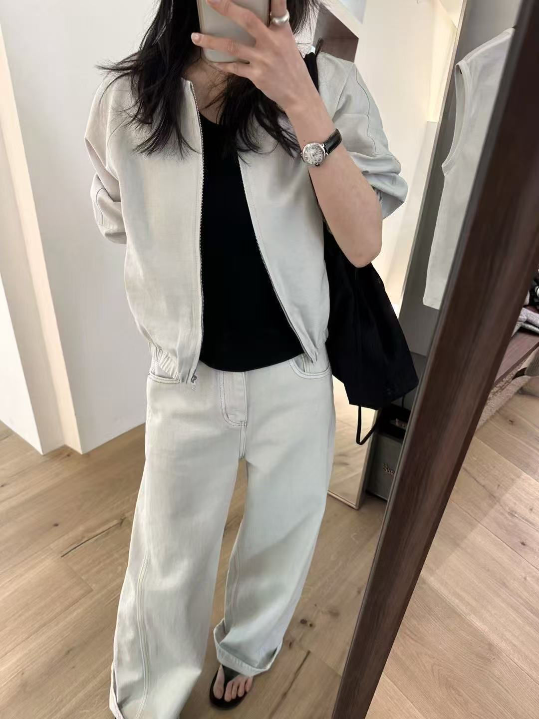 中纺Poszer25春新款棉麻感棒球服女休闲百搭短款圆领辣椒外套