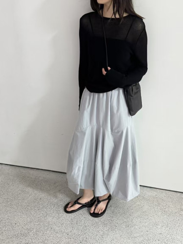 特价88春上新COVER韩代抽绳套头天丝亚麻针织衫女百搭镂空套