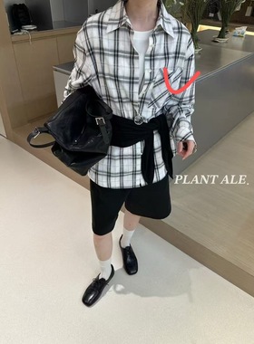 Plant Ale秋新款格子衬衫女百搭休闲显瘦叠穿衬衣外套韩代同款