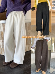呢子裤 松紧腰显瘦百搭休闲裤 加绒加厚九分裤 媛可儿秋冬新款