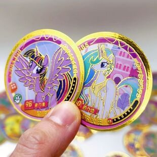 小马宝莉烫金战斗币特厚圆卡塑料VIP卡片游戏手游卡牌小学幼儿园