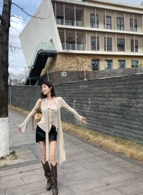 【清仓特价处理】废土风 亲肤面料 飘带设计 荷叶边针织开衫上衣