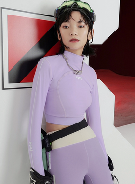 TUFN运动速干衣紫色跑步罩衫瑜伽紧身衣长袖个性健身上衣女镂空衫