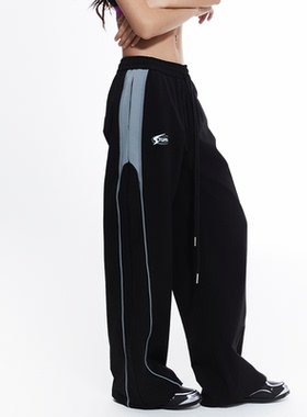 TUFN新款运动风美式复古黑色拼接速干休闲长裤