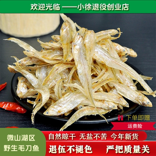 济宁微山湖干柳鱼毛刀鱼正宗山东特产新货干巴凤尾无盐小鱼干500g