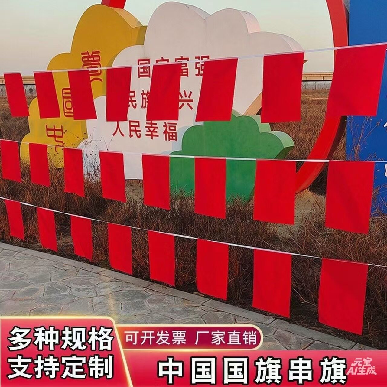 国旗串旗五星红旗小国旗7号8号小红旗串室内室外吊旗挂饰国庆装饰店铺幼儿园商场广场彩旗大号春节用品批发