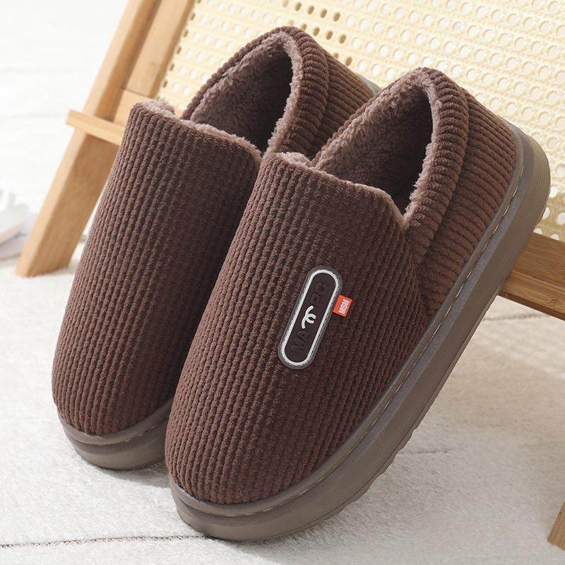 女包跟棉拖鞋秋冬季保暖厚底防滑居家外穿加绒暖脚家用棉鞋男跨境