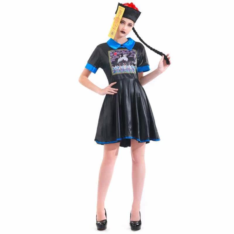 万圣节僵尸服装派对聚会成人女连衣裙清朝僵尸丧尸cosplay演���