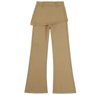 女工装裤欲秋季休闲裤2024爆款设计假两件百搭女复古纯宽松微辣