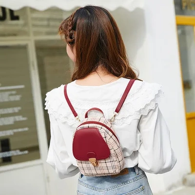 百搭女包款2025格纹手提包锁扣拼接一件时尚外贸小众双肩