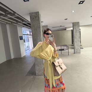 摩登mdeng197一字肩系带T恤女2026春季新款气质百搭长袖上衣1T285