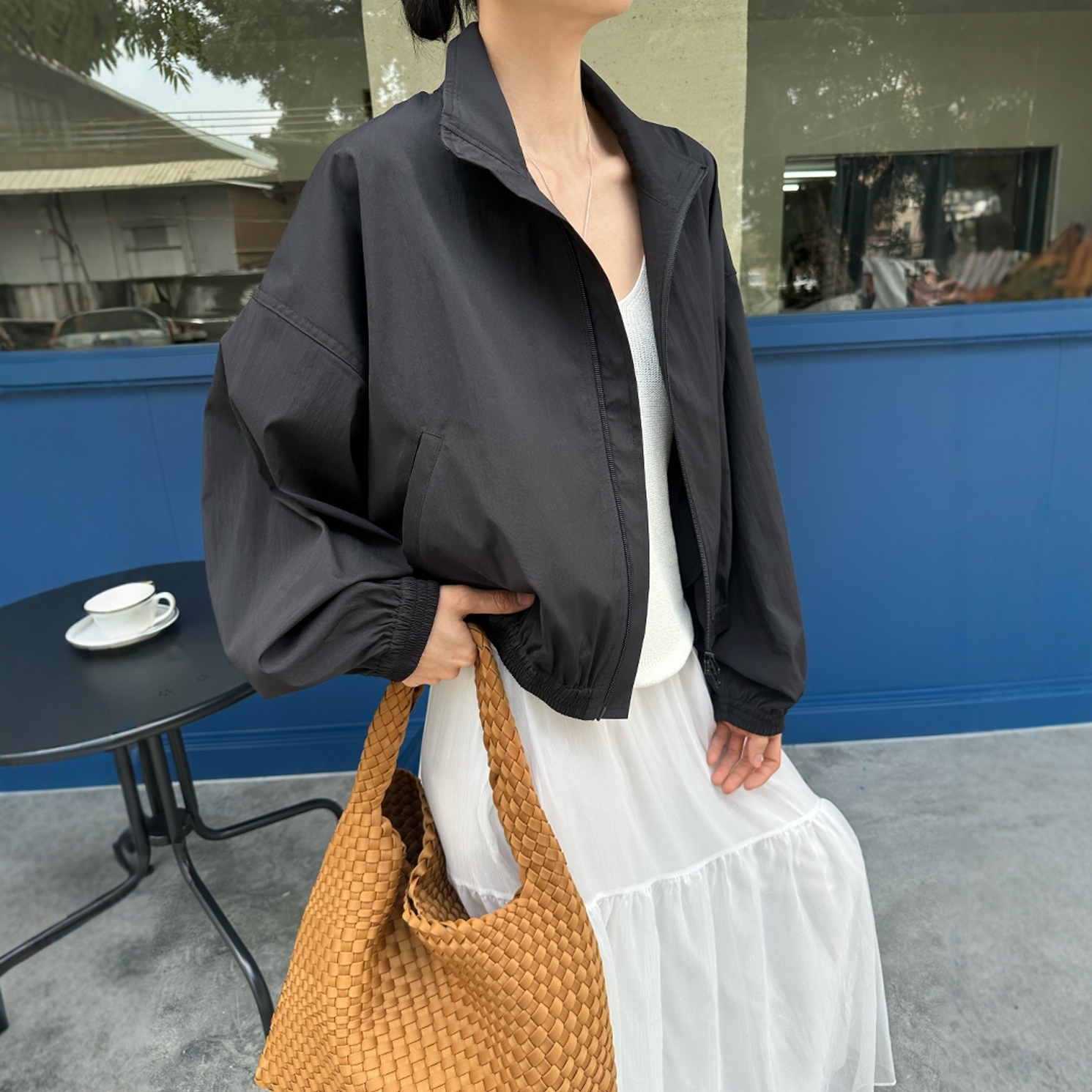 摩登mdeng197立领拉链韩版休闲防晒薄款外套女2025夏百搭上衣W931