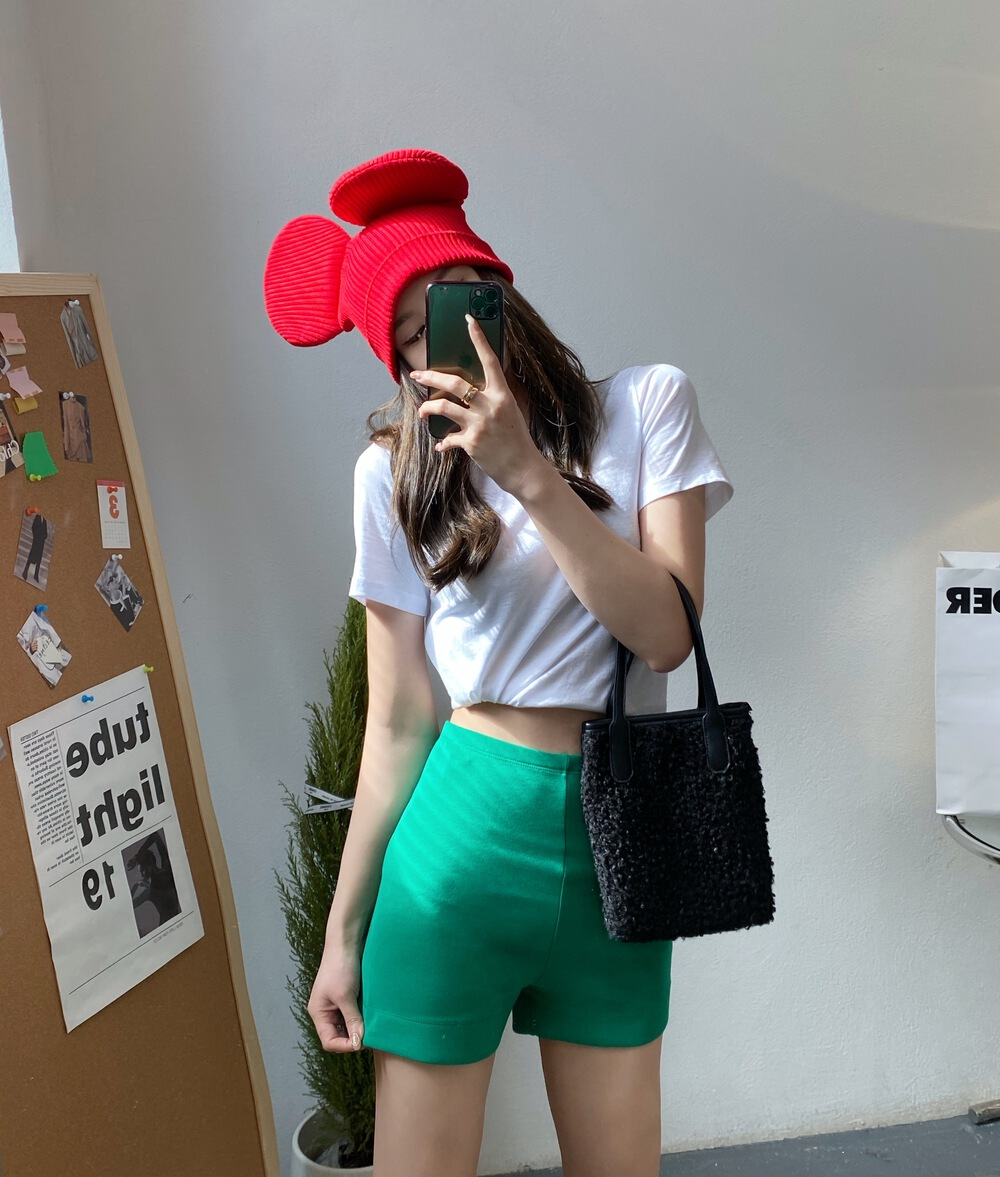 摩登197韩版骑行短裤女早春2022春款修身紧身高腰时髦短裤潮6660