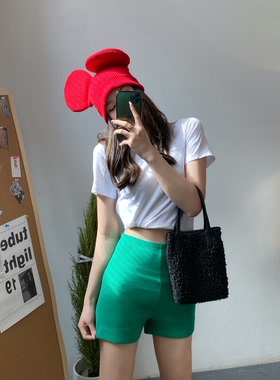 摩登197韩版骑行短裤女早春2022春款修身紧身高腰时髦短裤潮6660
