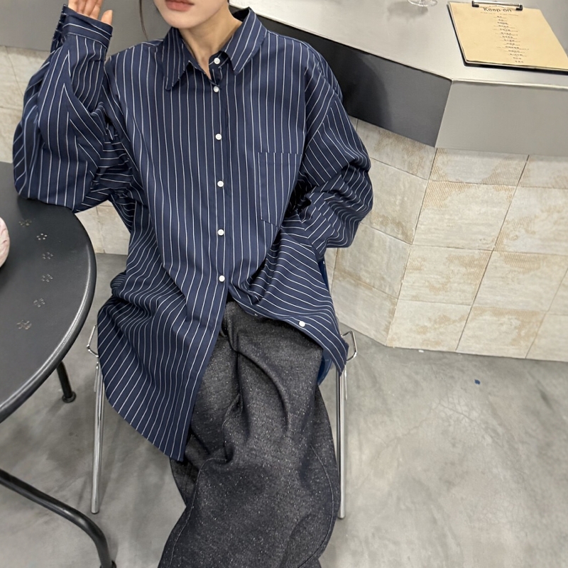 摩登197条纹衬衣2025春款长袖