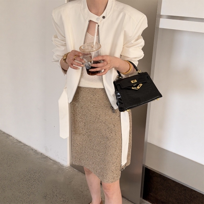摩登MDENG高级感高腰A字短裙