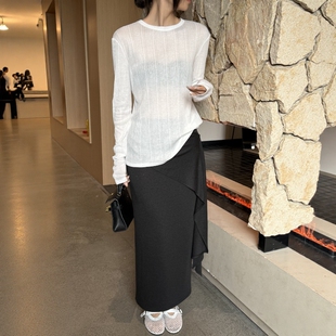 摩登MDENG197屁帘高级半身裙女2026春新百搭直筒后开叉半裙 2K211