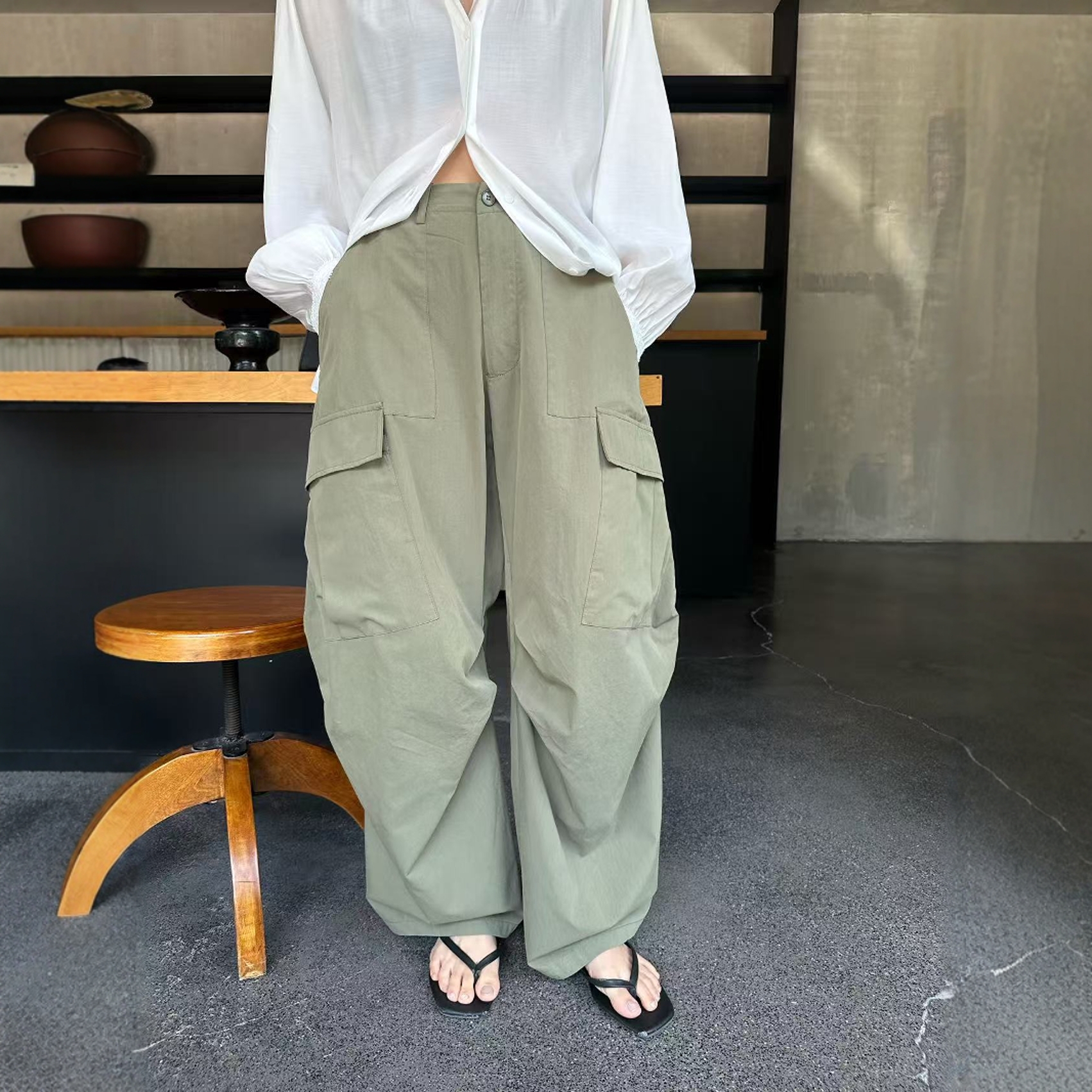 摩登mdeng197韩版休闲工装阔腿裤女2025夏宽松时尚百搭长裤T6135