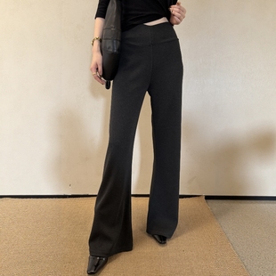 2K789 休闲裤 女2025冬款 摩登mdeng197芭比宽腰头加绒显瘦微喇裤