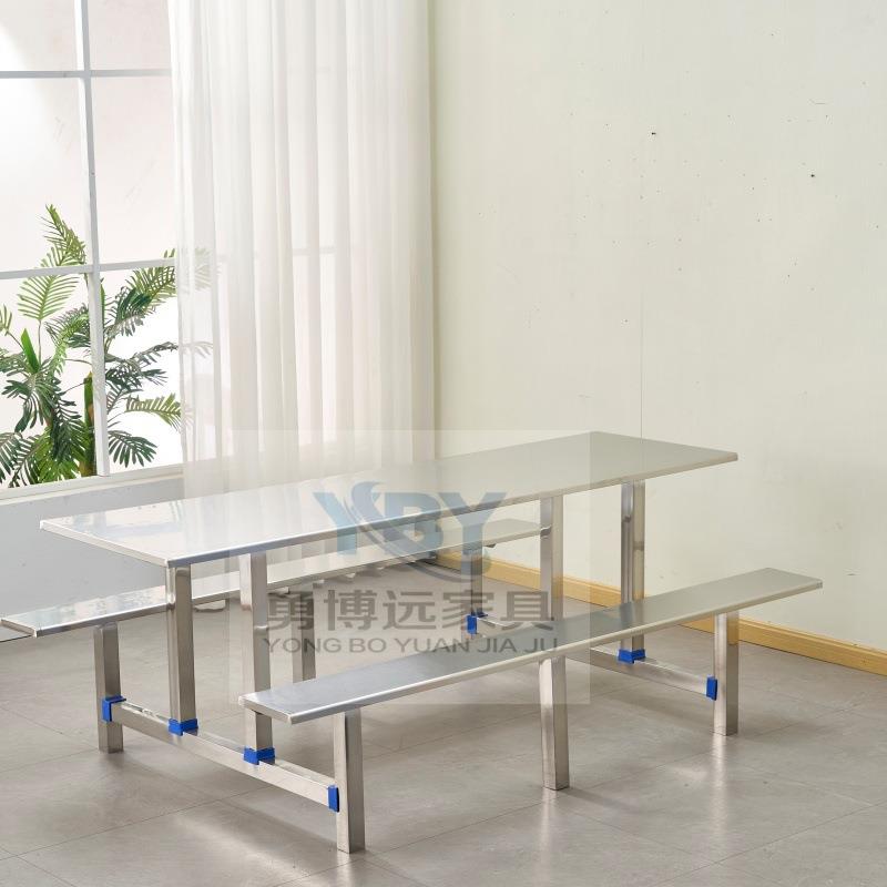学校食堂不锈钢餐桌椅4人6人8人位工厂员工饭堂连体快餐桌椅组合