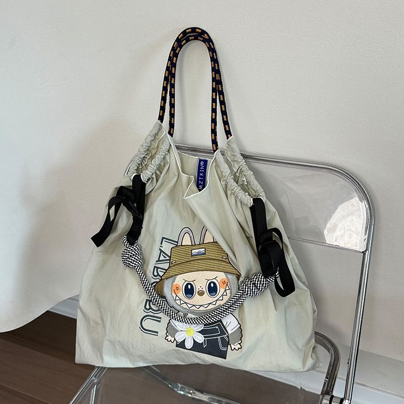 夏季新品刺绣防水购物袋日系休闲百搭环保通勤包手提托特包