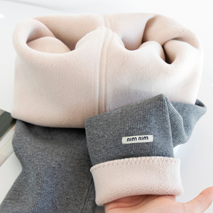 儿童无骨加厚长裤 外穿女宝宝灰色保暖棉裤 子 加绒秋冬季 女童打底裤