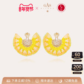 GASBIJOUX珈思羽之翼耳环羽毛耳饰精致时尚 法国进口 设计感