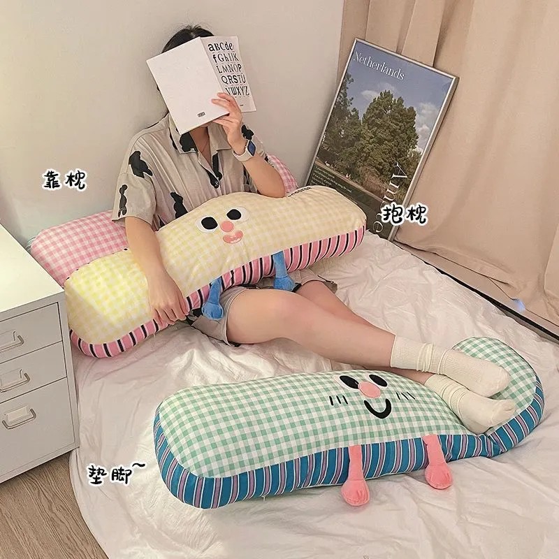 抱枕格子长条卧室床上夹腿侧睡靠枕女生宿舍睡觉创意枕头靠垫大