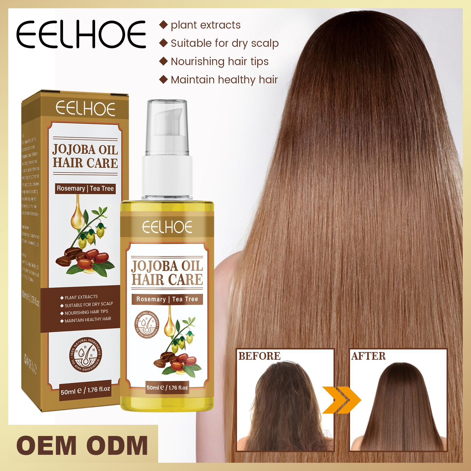 Jojoba Hair Treatment Oil Repair Dry Hair Smooth Frizz