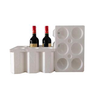 A six-packed red wine foam box with a shock-mitigation buffe