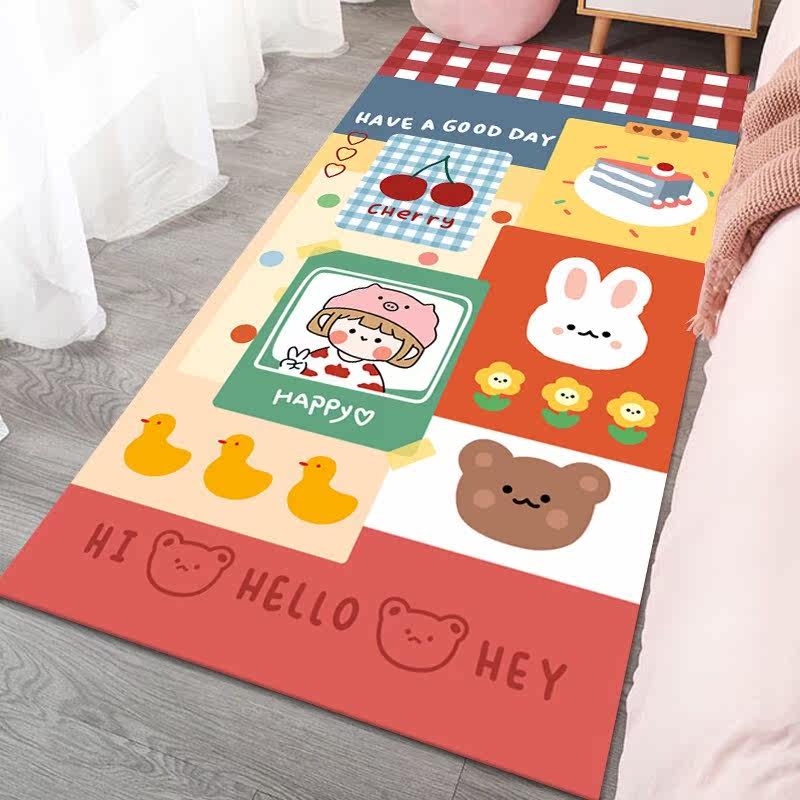 young girl heart cute cartoon bed blanket carpet room