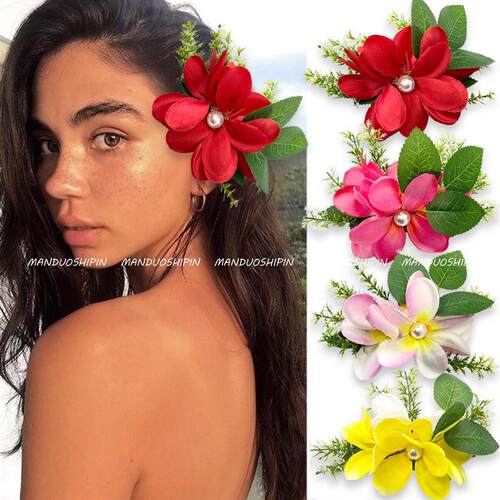 Hawaiian flower hair combs like a real bouquet with a pictur