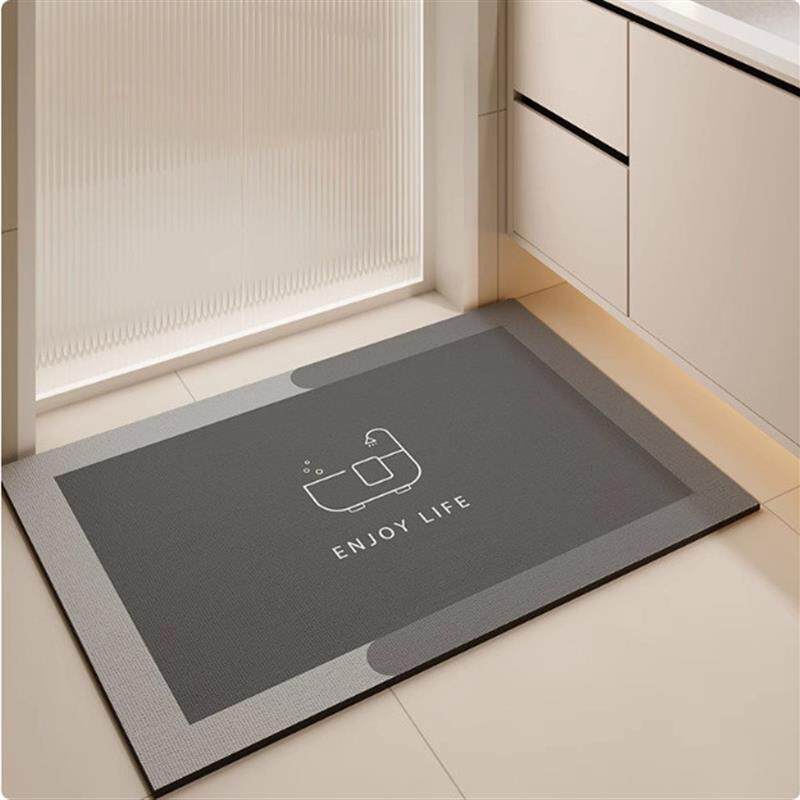 Water soaked silicon mud mats in the bathroom and carpet toi