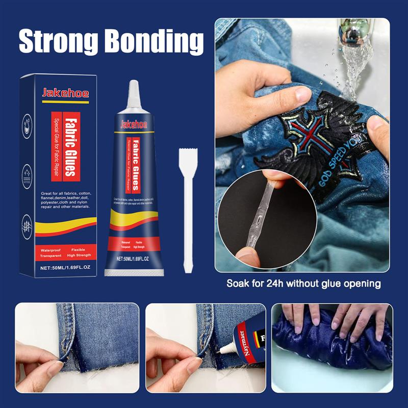 Tight fabric glue, hand-repair of clothing, plastic jeans, c