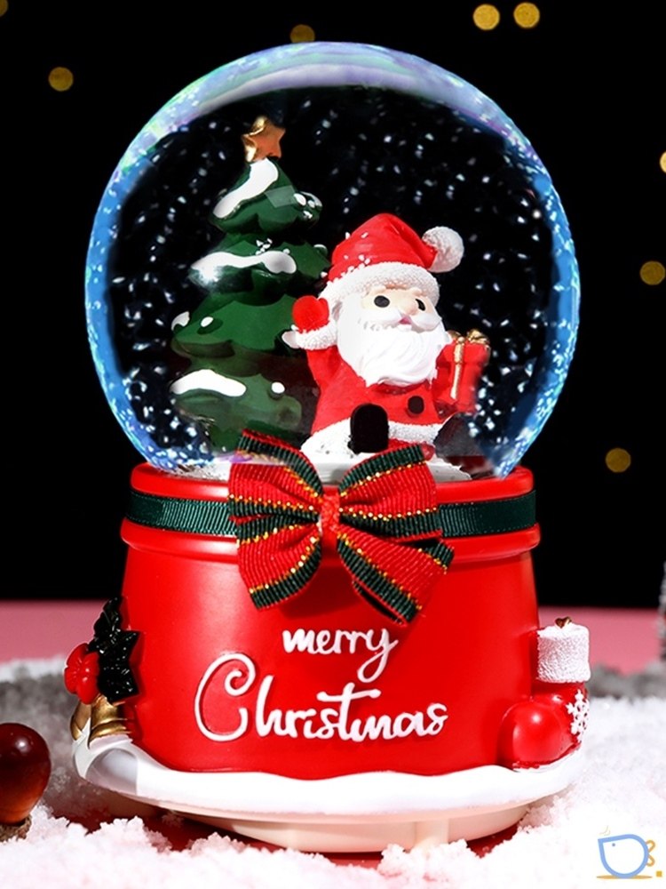 santa claus music box snow christmas tree music box crystal