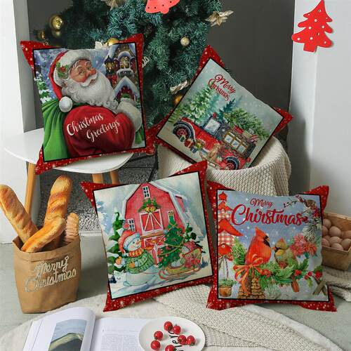 Twenty-six red water-coloured twigs for Christmas. Cartoon o