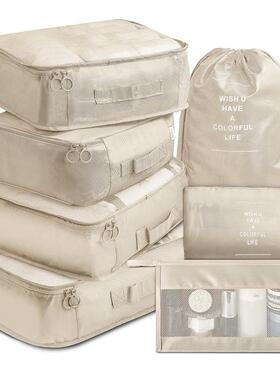 Seven packages of travel bags, heavy luggage and clothing, 7