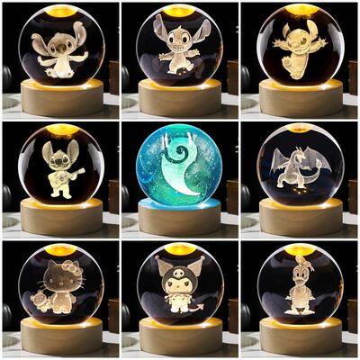 Three-d cartoon crystal ball little nightlights running arou